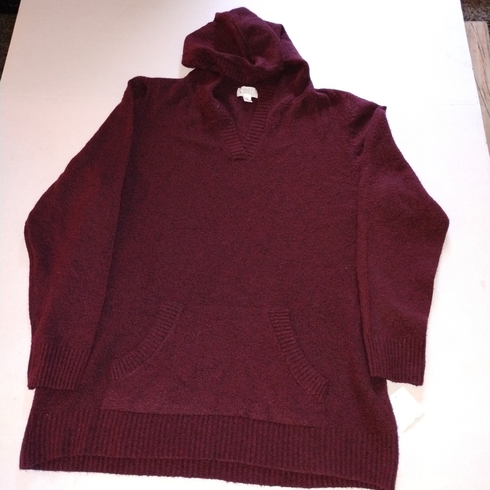 New Maroon Hoodie Soft Knit Pullover Kangaroo Pocket XL